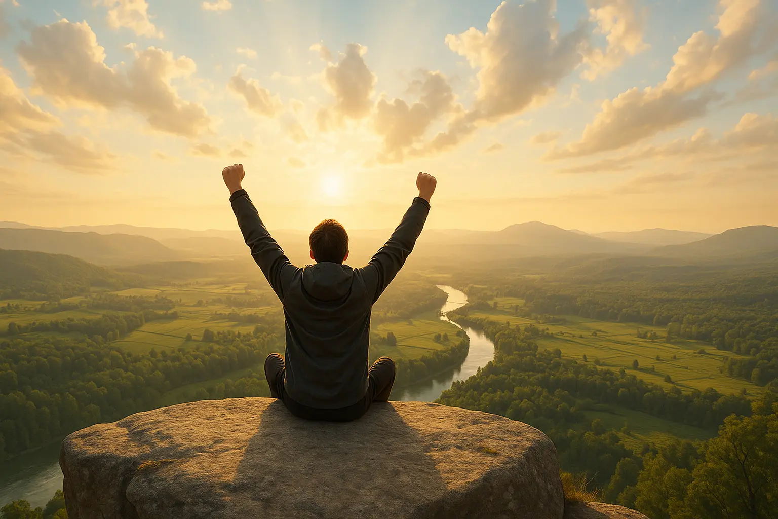 Mann verlässt seine Komfortzone – Symbol für persönliches Wachstum und Selbstvertrauen