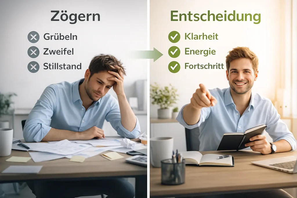 Mut und Erfolg: Zögern blockiert Fortschritt, Entscheidungen führen zu Klarheit
