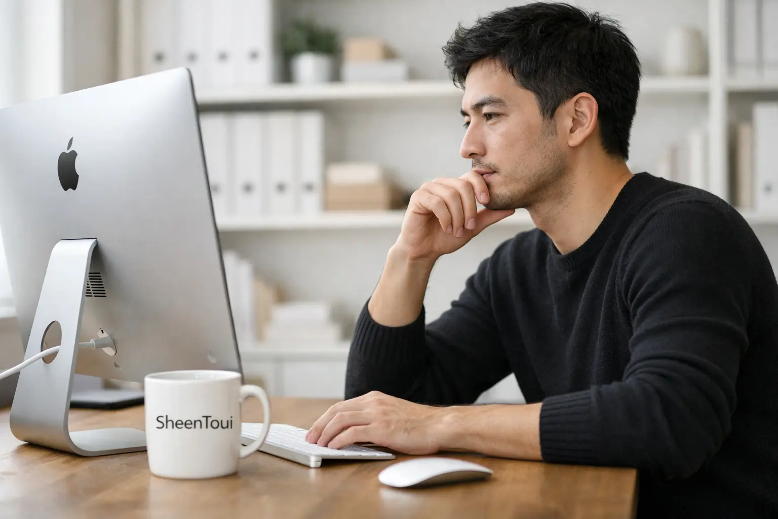 Mut und Finanzen – junger Mann plant konzentriert seine finanzielle Zukunft am Laptop