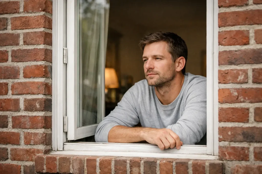 Mann denkt nach und lernt mutig zu handeln