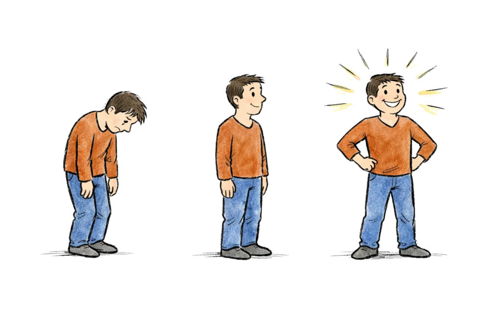 Mann entwickelt Selbstbewusstsein indem er mutig handelt